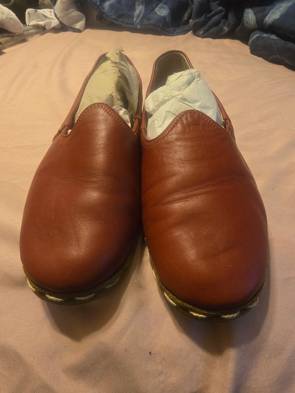 Sabah Men's Slip-On Leather Loafers in Sedona Red (Rust), Sz 41 MENS